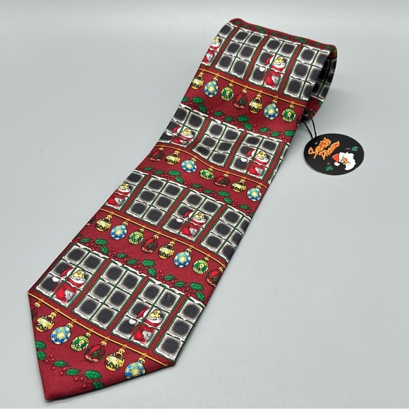 NWT Santa’s Dream Men’s 100% Silk Christmas Santa Ornament 57” Tie - Picture 1 of 8